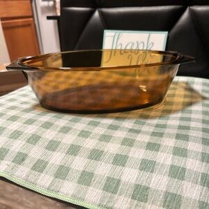 Vintage Arcopal France Amber Glass Casserole Dish